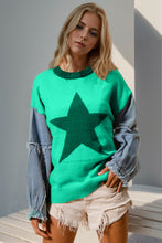 Load image into Gallery viewer, Double Take Full Size Star Pattern Raw Edge Long Sleeve Sweater