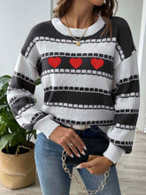 Load image into Gallery viewer, Heart Round Neck Long Sleeve Sweater
