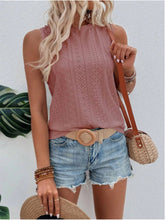 Load image into Gallery viewer, Eyelet Round Neck Tank