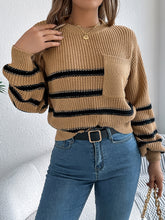 Load image into Gallery viewer, Striped Round Neck Long Sleeve Sweater