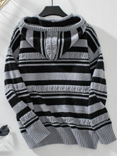 Load image into Gallery viewer, Drawstring Striped Long Sleeve Hooded Sweater
