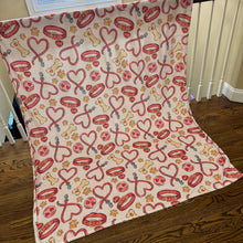 Load image into Gallery viewer, Blanket - Valentine’s Day - Leash Paw Dog Heart - PREORDER
