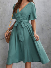 Load image into Gallery viewer, Surplice Flutter Sleeve Midi Dress