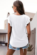 Load image into Gallery viewer, Ruffled Round Neck Cap Sleeve Blouse