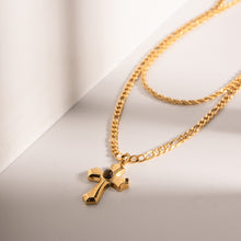 Load image into Gallery viewer, 18K Gold-Plated Double Layered Cross Necklace