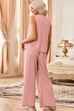 Load image into Gallery viewer, Waffle-Knit Round Neck Tank and Pants Set