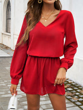 Load image into Gallery viewer, Cutout V-Neck Long Sleeve Mini Dress