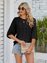 Load image into Gallery viewer, Openwork Round Neck Knit Top