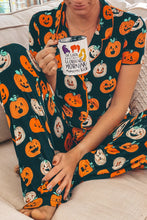 Load image into Gallery viewer, Pumpkin Printed Short Sleeve Top and Pants Lounge Set