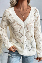 Load image into Gallery viewer, Openwork V-Neck Long Sleeve Sweater