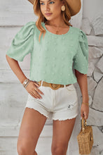 Load image into Gallery viewer, Swiss Dot Round Neck Short Sleeve Blouse