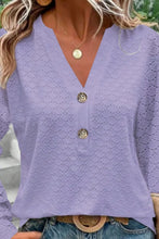 Load image into Gallery viewer, Eyelet Notched Long Sleeve T-Shirt