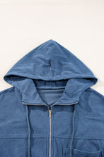 Load image into Gallery viewer, Pocketed Zip Up Long Sleeve Hooded Jacket