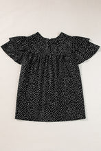 Load image into Gallery viewer, Ruffled Printed Round Neck Cap Sleeve Blouse