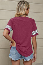 Load image into Gallery viewer, Striped Round Neck Short Sleeve T-Shirt