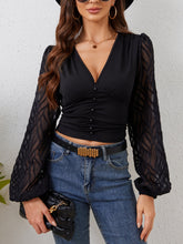 Load image into Gallery viewer, Lace Patchwork Plunge Long Sleeve Blouse