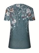 Load image into Gallery viewer, Full Size Printed Notched Short Sleeve Blouse