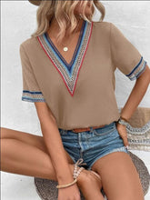 Load image into Gallery viewer, Full Size V-Neck Short Sleeve Blouse