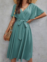 Load image into Gallery viewer, Surplice Flutter Sleeve Midi Dress