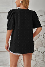 Load image into Gallery viewer, Swiss Dot Round Neck Short Sleeve Blouse