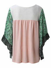 Load image into Gallery viewer, Full Size Printed Round Neck Three-Quarter Sleeve Blouse