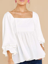 Load image into Gallery viewer, Smocked Square Neck Flounce Sleeve Blouse