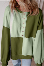 Load image into Gallery viewer, Color Block Half Button Long Sleeve Sweatshirt