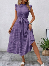 Load image into Gallery viewer, Tied Ruffled Cap Sleeve Midi Dress