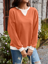 Load image into Gallery viewer, Contrast Round Neck Long Sleeve Sweatshirt