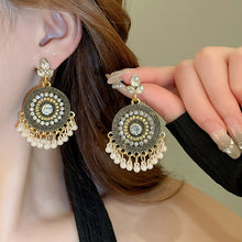 Load image into Gallery viewer, Rhinestone Alloy Bead Dangle Earrings