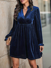 Load image into Gallery viewer, Perfee Ruched Surplice Long Sleeve Mini Dress