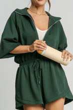 Load image into Gallery viewer, Drawstring Half Zip Long Sleeve Romper