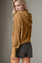 Load image into Gallery viewer, Double Take Waffle-Knit Zip Up Long Sleeve Hooded Jacket