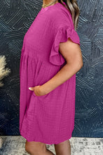 Load image into Gallery viewer, Round Neck Flounce Sleeve Mini Dress