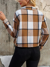 Load image into Gallery viewer, Plaid Collared Neck Cropped Jacket