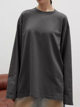 Load image into Gallery viewer, Round Neck Dropped Shoulder Long Sleeve T-Shirt