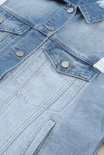 Load image into Gallery viewer, Distressed Button Up Drop Shoulder Denim Jacket