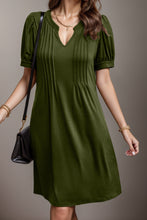Load image into Gallery viewer, Pin-Tuck Notched Short Sleeve Dress