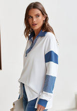 Load image into Gallery viewer, Color Block Johnny Collar Long Sleeve Sweatshirt