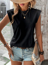 Load image into Gallery viewer, Round Neck Cap Sleeve Blouse