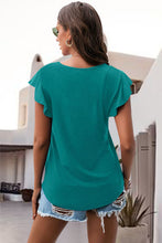 Load image into Gallery viewer, Ruffled Round Neck Cap Sleeve Blouse
