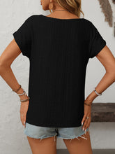 Load image into Gallery viewer, Mandy Eyelet Round Neck Short Sleeve Top