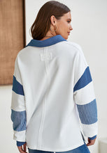 Load image into Gallery viewer, Color Block Johnny Collar Long Sleeve Sweatshirt