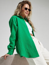 Load image into Gallery viewer, Textured Collared Neck Long Sleeve Shirt