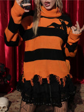 Load image into Gallery viewer, Raw Hem Contrast Turtleneck Long Sleeve Sweater