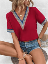 Load image into Gallery viewer, Full Size V-Neck Short Sleeve Blouse