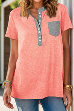 Load image into Gallery viewer, Full Size Half Button Short Sleeve T-Shirt