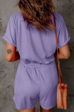 Load image into Gallery viewer, Full Size Drawstring V-Neck Short Sleeve Romper