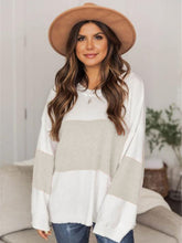 Load image into Gallery viewer, Color Block Round Neck Long Sleeve Sweater