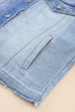 Load image into Gallery viewer, Distressed Button Up Drop Shoulder Denim Jacket